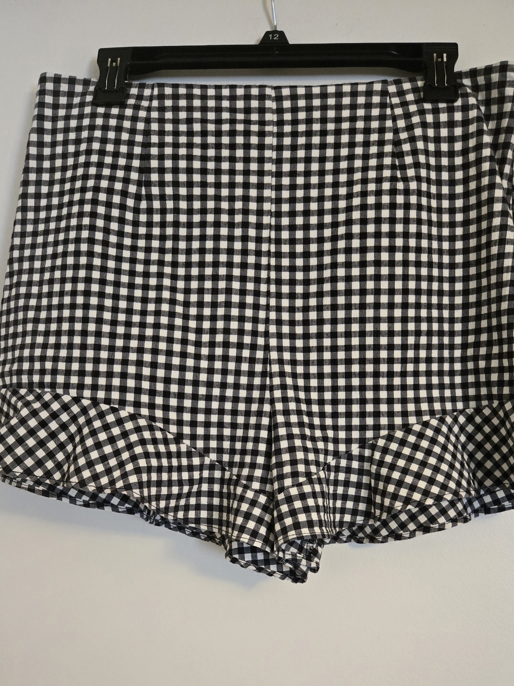 Zara Black and White Gingham High Waist Ruffle Shorts - Picture 4 of 4